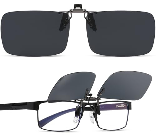 Musivon Clip on Night Driving Glasses for Men Women - Polarized UV Protection Anti-Glare Over Glasses Flip Up Night Driving Glasses