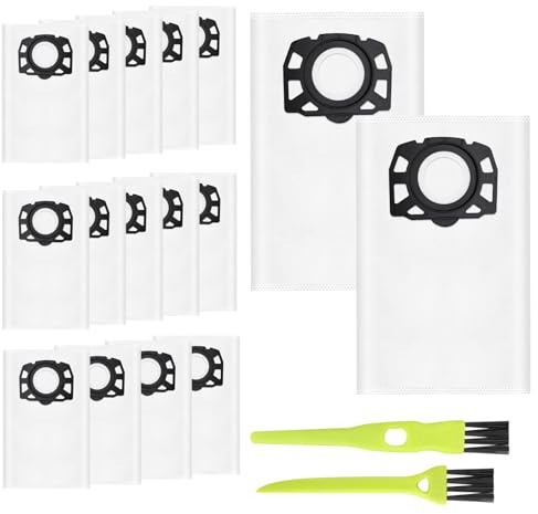 16 Bolsas de Aspiradora Compatible con Kärcher KFI 357 WD 2 Plus, WD 3, KWD 1, KWD 2, KWD 3, MV 3, SE 4001, SE 4002, WD 3.200 - WD 3.800 M, Recambio Aspiradora para Karcher 2.863-314.0