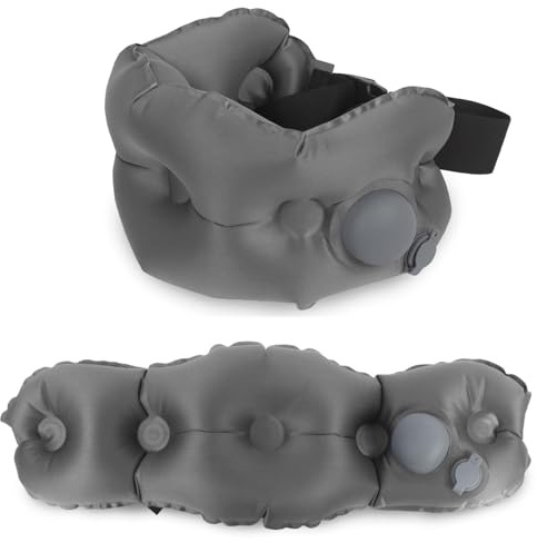 Guerity Cuscino lombare gonfiabile per viaggi in aereo, cuscino di supporto lombare da viaggio, cuscino di supporto lombare per sedia da ufficio e auto (grigio)