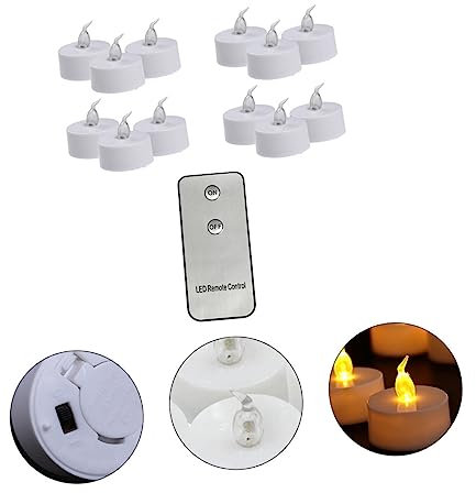 Mipcase 12 Pezzi Candela Elettrica LED Trasparente per Romantiche e Decorazioni Nuziali Lampade Votiva con Telecomando e Luce Bianca Festiva Garantita