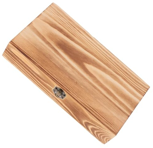 NUOBESTY Caja de Madera con Tapa Abatible y Cierre Seguro Contenedor Multiusos para Recetas Tarjetas Joyas y Recuerdos Organizador Artesanal sin Pintar Pequeña