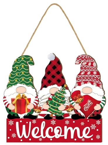 GUOYOU Decorazione Porta Natale Legno 30.7 * 26.8CM Decorazione Porta Ingresso Decorazioni Natalizie Decorazioni Artigianali per Appese per Natale Ringraziamento Porch Casa Porta D'ingresso