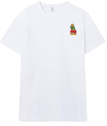 Pampling Kortärmad T-shirt, 100% Bomull, Dubbeltryck, Unisexkläder för Herr och Dam, Screentryckt med Rund Hals och Rak Passform, Färg Vit (King Of Ramen, L)
