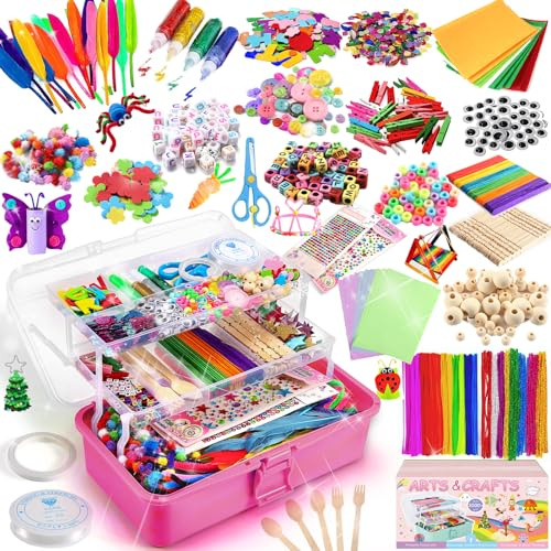 Drookaen AK Arts and Crafts Supplies for Kids, 3000+Pcs DIY Craft Kits, Ages 6-10, Educational Preschool and Homeschooling Arts Programs, Children Craft Kits