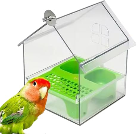 Shaersu Casa Mangiatoia Uccelli | Per Mangime Uccelli | Vasca Trasparente per Bagno e Acqua da Appendere per Osservare Cardellini e in Giardino