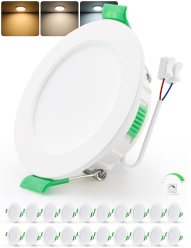 Bojim LED-spotlights infällda spotlights 230 V för badrum dimbar 55 mm – 68 mm hålstorlek 4 W takspotlights, IP44 vattentäta infällda lampor varmvit neutral vit kall vit för kök vardagsrum set om 20