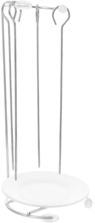 SHINEOFI Support à Brochettes Acier Inoxydable, Rack Barbecue avec 4 Piques | Support pique brochette réutilisable facile à nettoyer et à ranger. Idéal pour cuisson extérieure et repas en plein air.