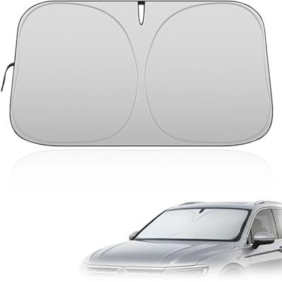 Luxorium 1x Parasole Auto Parabrezza 145x80cm Grande, pieghevole, titanio argento, mantiene l'auto fresca e protegge l'abitacolo dal calore e raggi UV