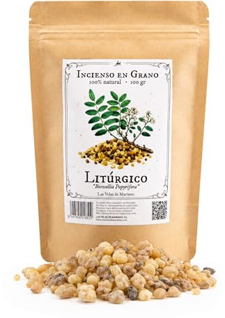 Incienso en Grano Natural 100 g | Resina Aromática Pura para Quemar con Carbón | Inciensos para Meditación, Limpieza Energética, Oración y Hogar | Las Velas de Mariano (Litúrgico)
