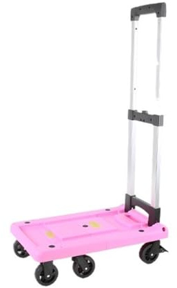 Fällbar säckvagn Folding Portable Trolley Courier Lastbagage Små hushållsvagnar Hand lastbil(Pink,Stor)