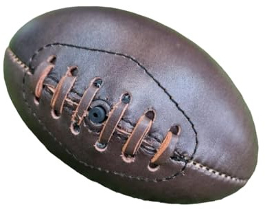 ALL SPORT VINTAGE - Mini balón de Rugby - Marrón Vintage - Piel de Vacuno - Costo Mano. Marca Francesa.