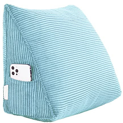 Johnear Keilkissen Lesekissen für Bett und Sofa Lehnenkissen, Rückenkissen Kopfteil Bett Rückenlehne Großes Dreieckiges Lendenkissen (Blau 2，45cm)