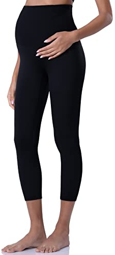 POSHDIVAH Maternity Leggings for Women Pregnancy Pants Capri Black X-Large