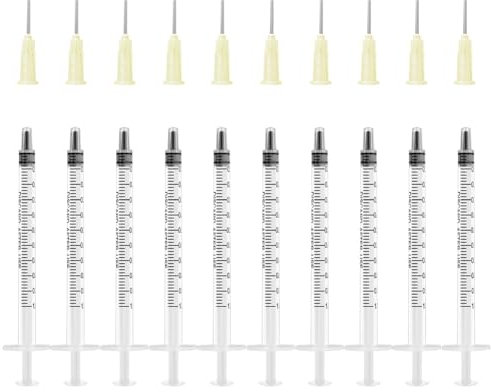 OFFCUP Seringue Plastique, 10pcs Seringue D’alimentation, 1ml Seringues avec Aiguille émoussée, Seringues de Distribution Liquide pour Animal Alimentation/Science/Laboratoire/Usage Industriel