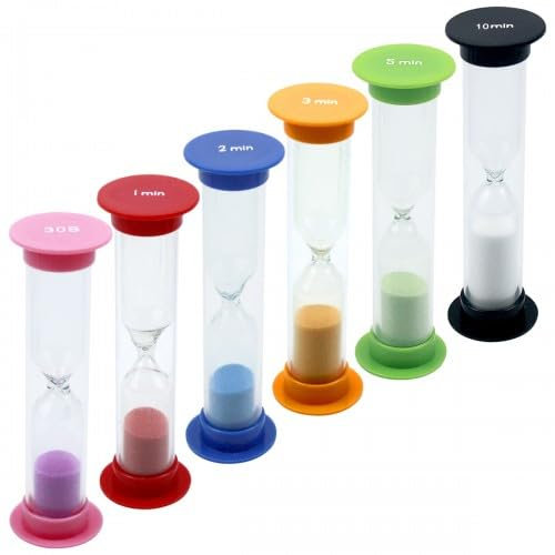 Shengxi Lot de 6 Sablier Colore Sabliers Minuterie de Cuisine Sablier Horloge de Sable 30Sec /1Min / 2Mins / 3Mins / 5Mins / 10Mins Brossage Sablier pour Enfants Cuisine Exercice