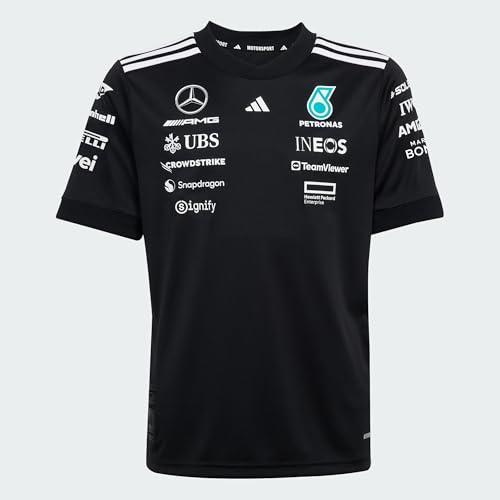 adidas Unisex Kids Mercedes - AMG Petronas Formula ONE Team Driver Jersey Black Youth, Black/White, 13-14 Years