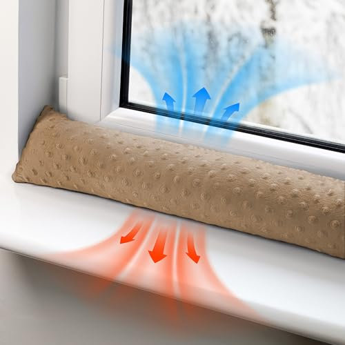 Totsy Baby Zugluftstopper für Türen und Fenster Stopper Türdichtung 150 cm Seitenschläferkissen Umrandung oder Tür Luftzugstopper Schalldämmung Windstopper Türluftstopper Minky Beige