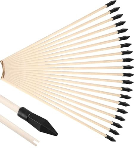 Alriedy 16 Holzpfeile Für Bogenschießen Kinder Ersatzpfeile Mit Gummispitze Bambus Pfeile Für Kinderbögen Ideal Für Anfänger Und Outdoor-Schießübungen, Set Für Spaß Und Sicherheit