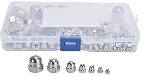 Yuecoom Acorn Nuts Assortment Kit, Dome Head Acorn Nuts, Stainless Steel Caps Nuts for Industry(170Pcs DIN1587, M3 M4 M5 M6 M8 M10 M12)