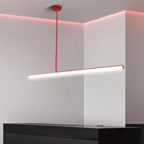 48W Dimmerabile Moderno LED Lampadario a Sospensione con Telecomando, Tavolo da Pranzo Lineare Design Cucina Lampada a Sospensione per Sala da Pranzo Soggiorno Ufficio Camera da letto (Rosso, 80cm)