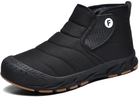 TRAILBLITZ Men's Winter Snow Boots Water Resistant Slip On Warm Faux Fur Lined Ankle Boot Non Slip for Outdoor Casual Walking Shoes (10 Men, AllBlack)