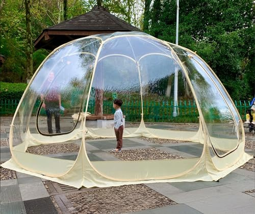 Tente dôme – Tonnelle pop-up transparente pour camping, salle à manger dans le jardin et observer les étoiles avec housse en PVC