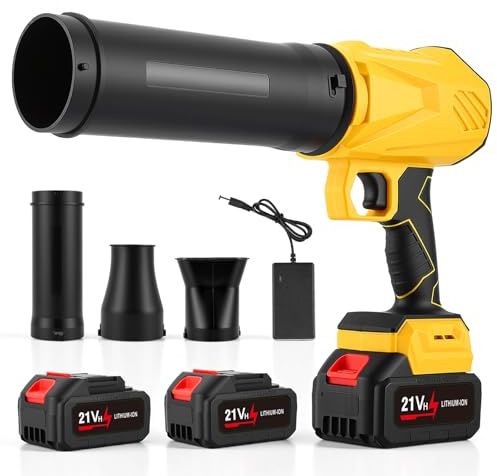 Soplador Hojas Bateria con 2 Baterías de 4,0 Ah,Máx. 48000 RPM, Caudal de Aire 800 m³/h, 3 Boquillas, Soplador de Hojas Compacto para Hojas, Polvo, Jardín