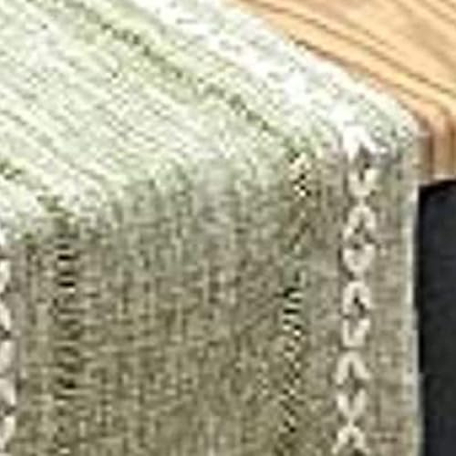 Yosoo Health Gear Retro Bordslöpare Bomull Linne Vävd Bordslöpare 13 X 72 Tum med Tofsar Handgjorda Textur och Broderier för Matbord Soffbord TV-bänk Bröllop Hem (#2)
