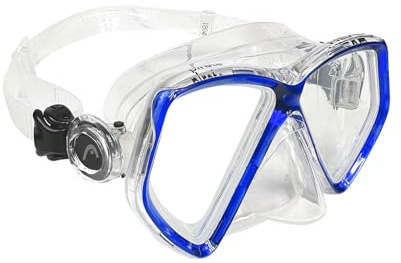 Mares Kids' Pirate Junior Dual-Lens Silicone Skirt Snorkeling Mask for Ages 8-14, Blue/Clear