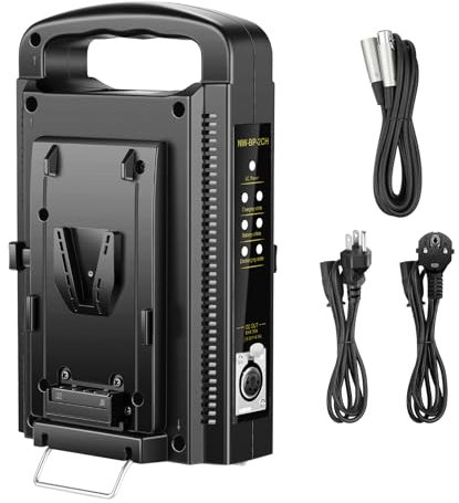 Neewer Ladegerät mit 2 Kanälen, V-Mount/V Lock mit DC 16,5 V, Netzteil, kompatibel mit Allen V-Mount-Platten (Batterie Nicht im Lieferumfang enthalten)