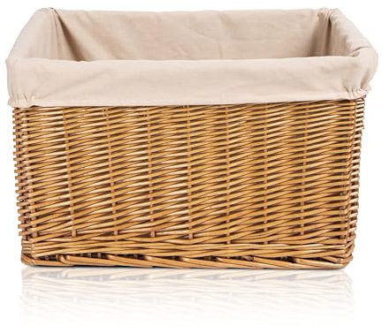 Natural Finish Nursery Baby Room Wicker Storage Basket New Born Gift Hamper (Brown, Large)