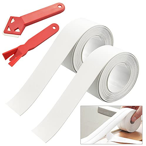 DECARETA Bathtub Sealant Tape,Bathtub Caulk Tape,2 Roll White Bath Sealing Strip with 2 Piece Caulking Tool,Waterproof Tub Wall Sealing Tape Caulking Strip for Bathroom,Kitchen,Toilet,Wall Corner