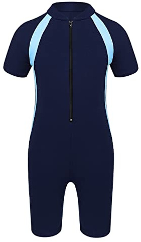 ranrann Barn flickor kortärmad baddräkt 1 del anti-UV UPF 50+ dragkedja lekhage surfing simning strand utslagsskydd 6–16 år