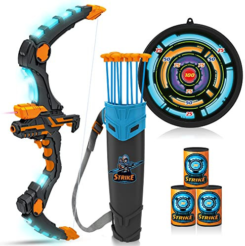JOYIN Pfeil und Bogen für Kinder mit LED-Blitzlichtern - Archery Bow Licht Bogenschießen Spielset (1 blau)