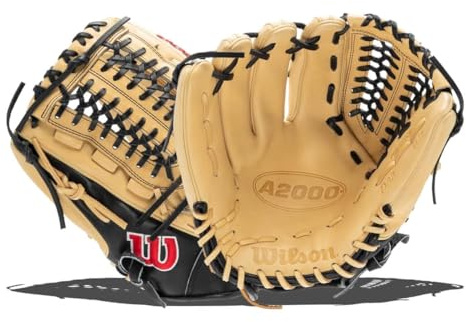 WILSON 2022 A2000 D33 Baseball-Handschuh, 29,8 cm, Blond/Schwarz/Rot, Linke Hand