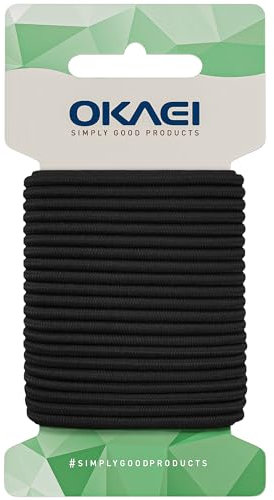 Corda Elastica Nero OKAEI - 4mm x 5m - Alta Qualità, Resilienza e Versatilità per Teloni e Tessuti