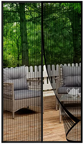 Fly Screens Doors Nets Patio Curtain Insect Mesh for Keeping Out Flies & Bug, Flyscreen French Doors, Screen Door Fly Screen, Magnetic Fly Curtain(85x220cm, Black)