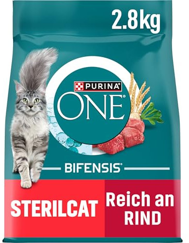 PURINA ONE BIFENSIS STERILCAT Katzenfutter trocken für sterilisierte Katzen, reich an Rind, 4er Pack (4 x 2,8kg)