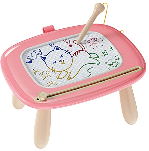 Kikapabi Toddler Magnetic Drawing Board - 1st Birthday Gifts for 1 2 3 Year Old Girls & Boys, Learning Doodle Board, Educational Toys for Baby (Pink)