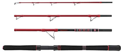 PENN Squadron III Reiseboot-Spinnrute, Angelrute, Meeresangeln, Salzwasserangeln, salzwasserfeste Komponenten, ideal für Dorsch, Pollack, Heilbutt und mehr, Unisex, Rot, 2,10 m | 100–250 g