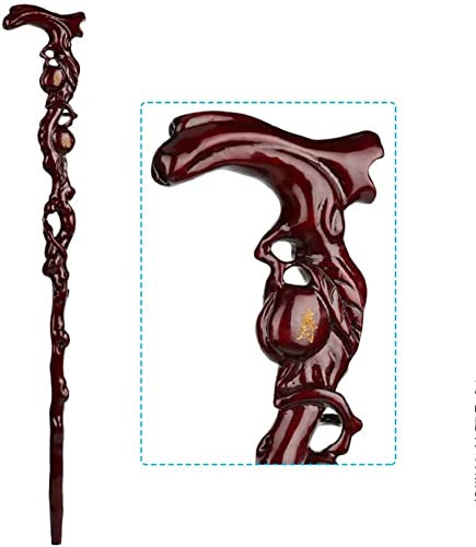 Canne en Bois Robinet bâton de Marche séquoia Vieil Homme béquilles Sculpture sur Bois Cadeaux d'anniversaire bâtons Cannes en Bois pour Hommes et Femmes