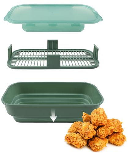 COOK WITH COLOR Collapsible Batter Bowl - Mess Free Breading Shaker Container - Great for Fried Fish, Fried Chicken, Onion Rings, Wings & More