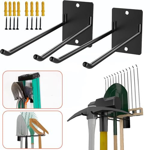 S.Fine Ganci da Garage Pesanti 2 Pezzi da 30 cm, Supporti da Parete per Sedie, Passeggini, Scale, Attrezzi da Giardino, Tubi – Soluzione Salvaspazio per Garage