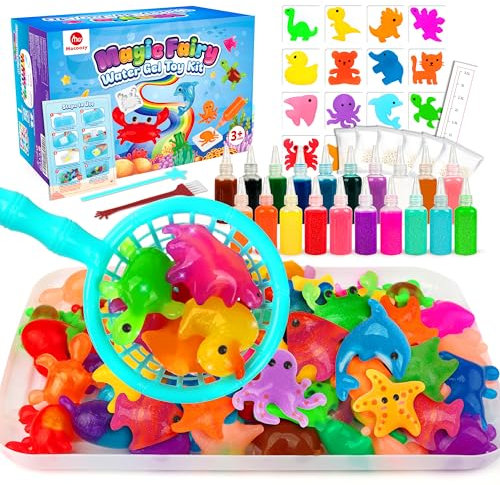 Mocoosy 20 Colors Magic Toy Water Elf Kit- Aqua Fairy Water Gel Kit for Kids, 20 Aqua Gelz &16 Molds,DIY Squishy Maker Kits, Art Craft Kits for Kids Sensory STEM Toys Gifts for Girls Boy Age 4 5 6 7 8