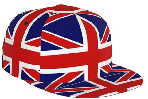 LimPac Casquette de baseball unisexe à bord plat avec drapeau anglais - Casquette snapback réglable - Style Hip Hop pour homme et femme - Noir, noir, Taille unique