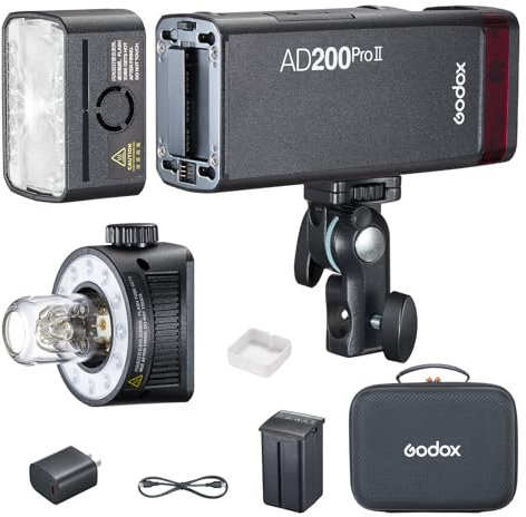 GODOX AD200ProII Aktualisierter 200Ws 2.4G Flash Taschenblitz, 1/512 bis volle Leistung, 10-stufige Leistungsanpassung, Farbtemperatur Konstantmodus ±100K