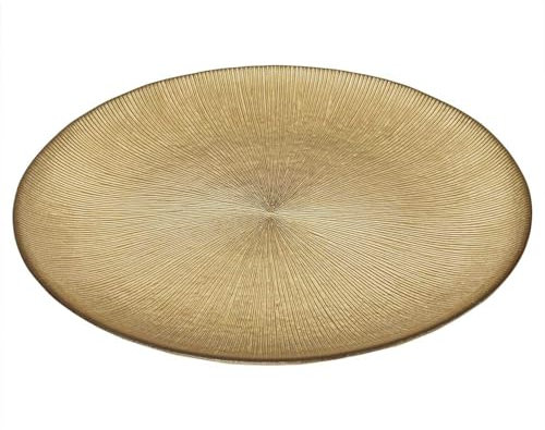 HOME DECO FACTORY, KA6136, Piatto in Vetro Oro 27 cm - Design Elegante e Resistente, Ideale per Cene e Occasioni Speciali, Facile da Pulire, Perfetto Come Regalo - Oro