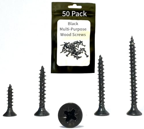 Black Pozi Countersunk Wood Screws – 3.5 x 16mm – Multi-Purpose Self Tapping Screws for Hardwood, Softwood, MDF & Chipboard – 50 Pack