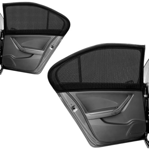 2 Unidades Protector Solar Coche Malla Transpirable para Ventanillas, Ideal Niños & Mascotas - Bloquea Rayos UV, Reduce Calor, Compatible con la Mayoría de Vehículos