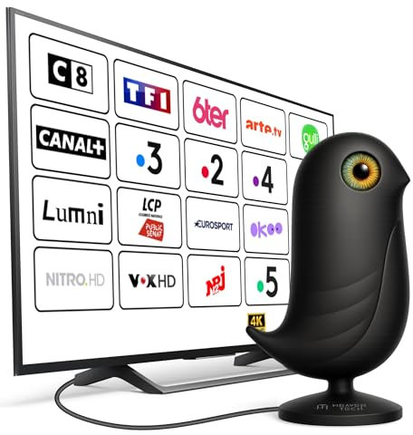 Heaven Tech Antenne TV Intérieure et Extérieure Puissante – Antenne Numérique HD Longue Portée 800 km, Amplificateur de Signal, Réception 360°, Compatible 4K/1080p, avec Câble Antenne TV 3,6 m